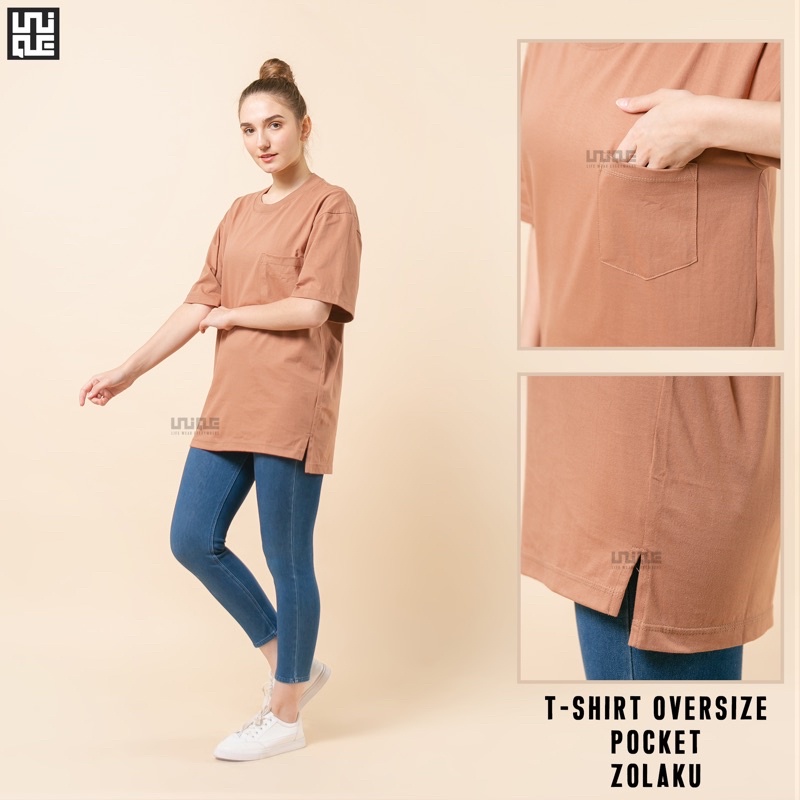 UNIQUE - (Pocket Series) Kaos Polos Oversize Pocket Cotton Combed 24s Pria & Wanita Tshirt Oversized Korea Croptop Hypbeast-Milo