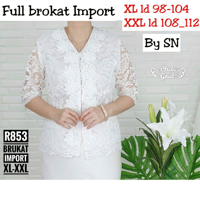 blus brokat kebaya putih