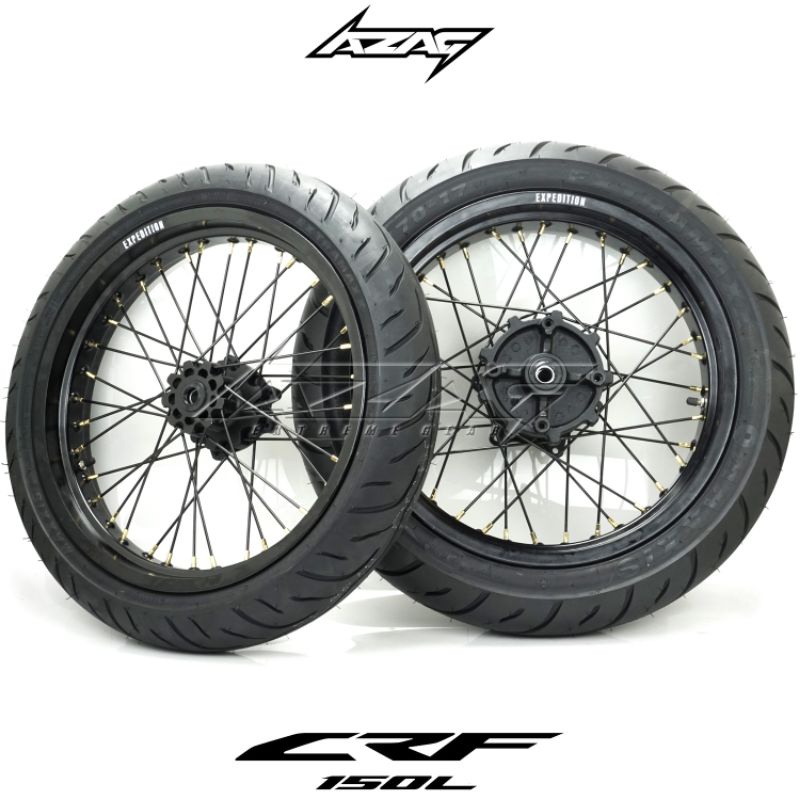 BAN SET CRF 150 L SUPERMOTO VELG EXPEDITION TROMOL EXPEDITION BAN MAXXIS PLUS CAKRAM