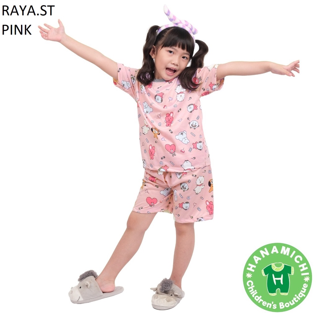 Hanamichi RAYA.ST Setelan Anak Lengan Pendek Motif Print