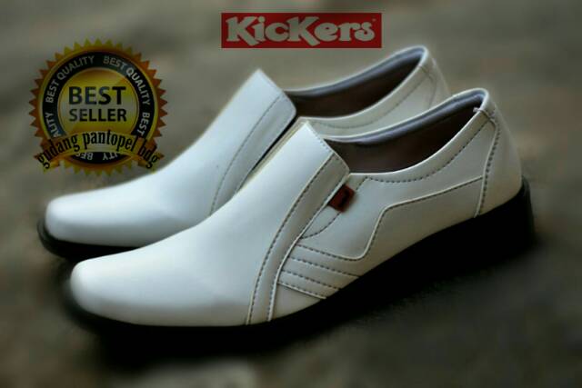 SEPATU KICKERS PANTOFEL STEVEN KULIT SWEDIA WARNA PUTIH PILIHAN KERJA