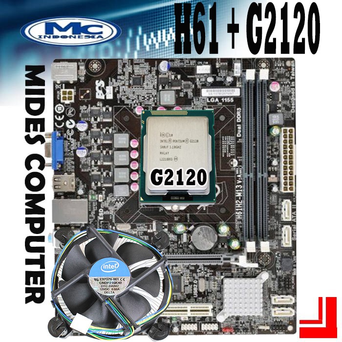 Motherboard Mainboard MOBO H61 ECS + G2120 + FAN