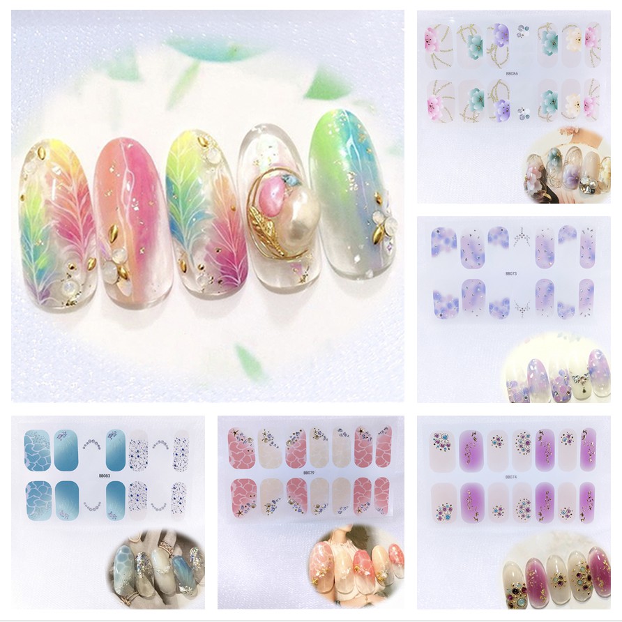 Bb071-090 Stiker Kuku 3d Motif Mutiara / Berlian Imitasi Untuk Nail Art / Manicure Diy