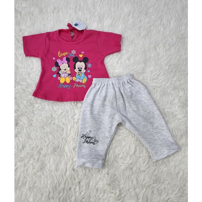 baju bayi perempuan stelan celana  mikey jghs22