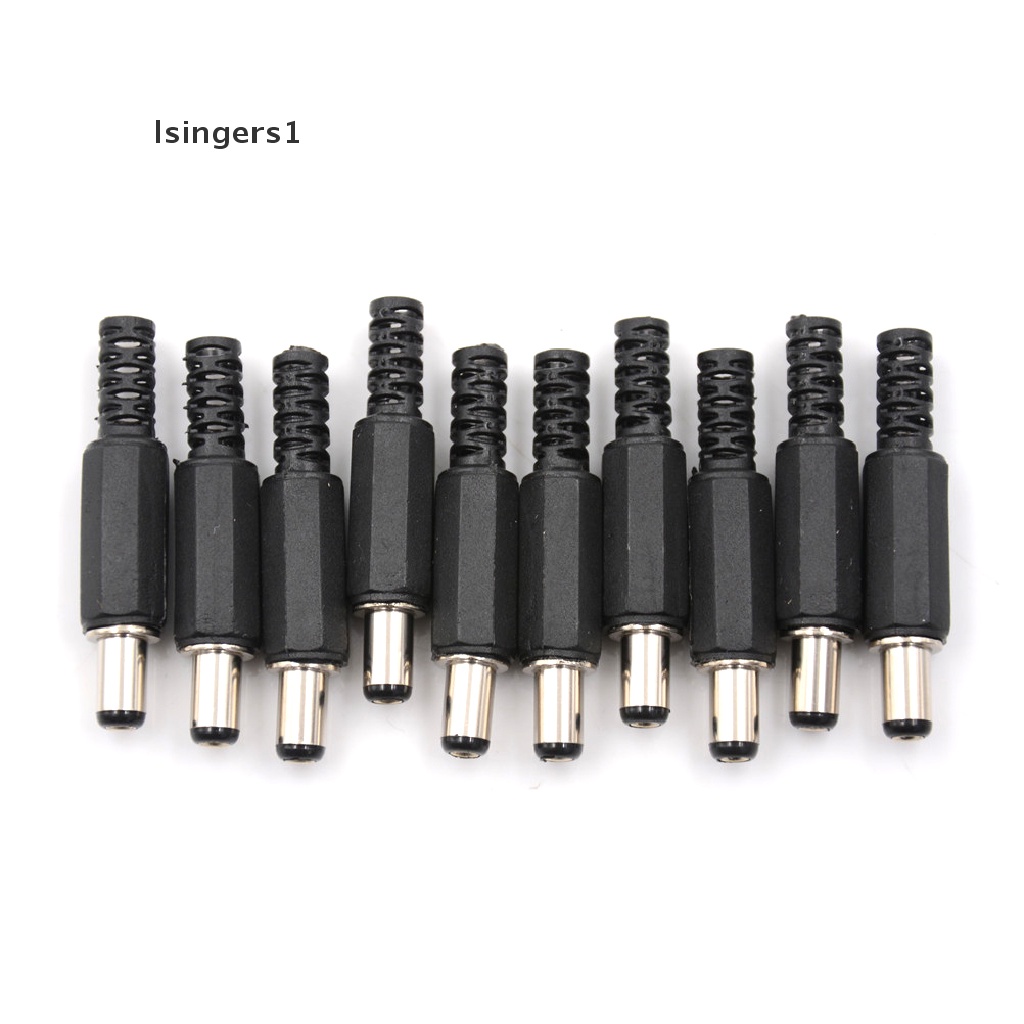 (lsingers1) 10pcs Konektor Jack Power DC 2.1mm x 5.5mm Male Cover Plastik Hitam