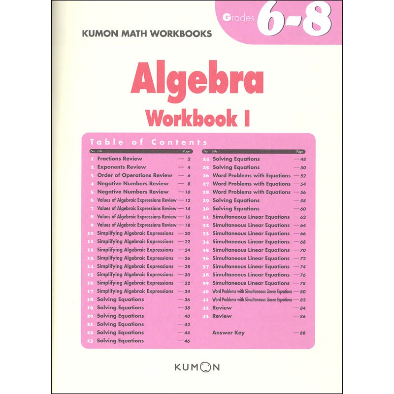 Jual Kumon Algebra (Grades 6-8) Indonesia|Shopee Indonesia