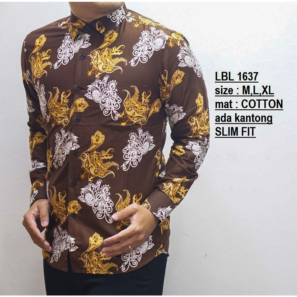 KEMEJA BATIK PRIA SLIM FIT LENGAN PANJANG HEM BATIK PRIA SLIM FIT LBL591