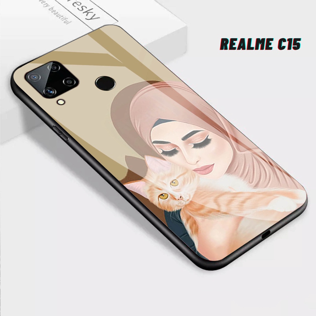 Softcase Glass Kaca REALME C15- Case Hp Pelindung Handphone REALME C15 [ A32]