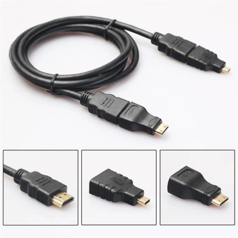 Kabel HDMI 3in1 Hdmi to Hdmi, Mini &amp; Mikro - Cable hdmi to micro - mini