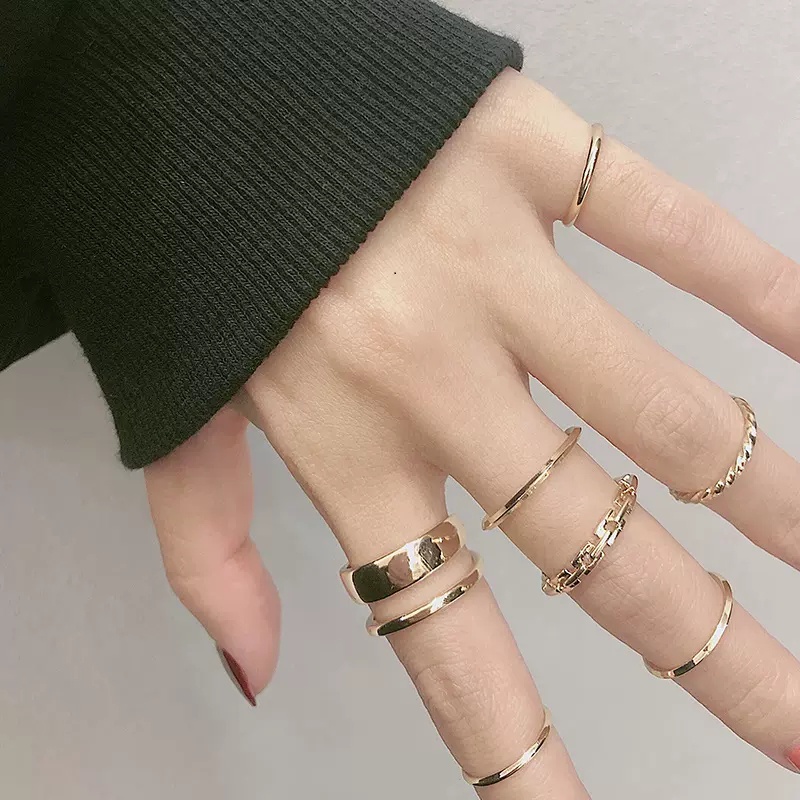 Papaozhu Fashion Geometris Perak Stackable Rings Set Untuk Wanita Pria Unisex Boho Knuckle Rings Sendi Jari Perhiasan Set Untuk Pesta