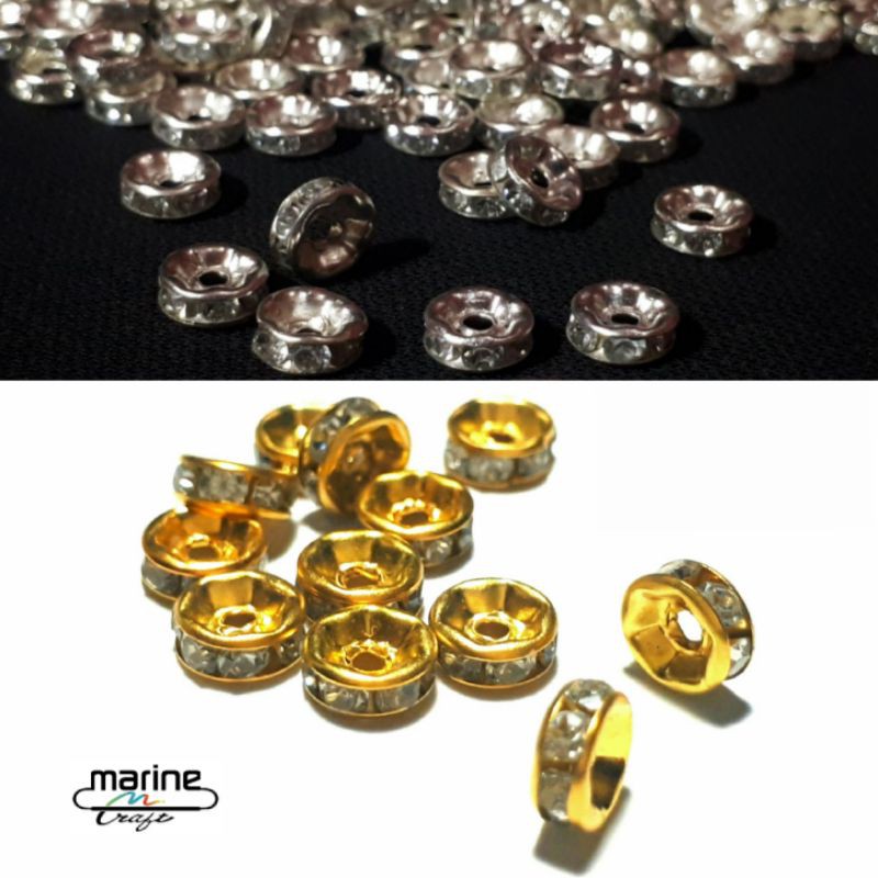 

12pcs spacer diamond pembatas permata | 6mm | 8mm | gold | silver