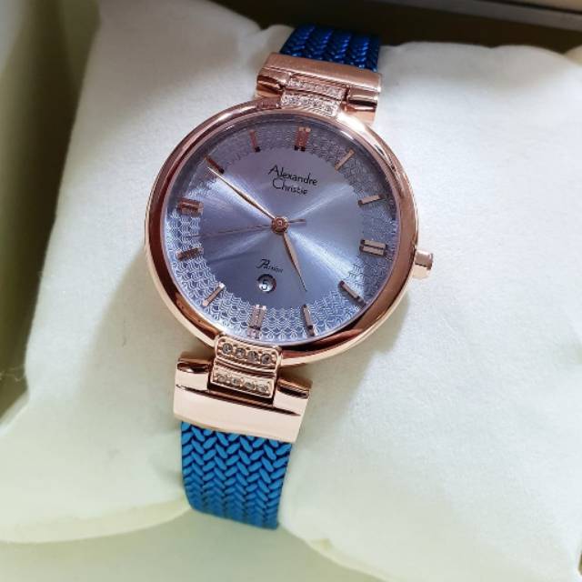 Alexandre christie original ac2757 blue rosegold jamtangan wanita