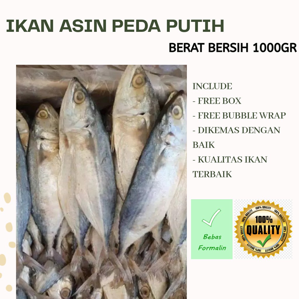 

IKAN ASIN 1 KG / PEDA PUTIH / IKAN KEMASAN / KUALITAS SUPER