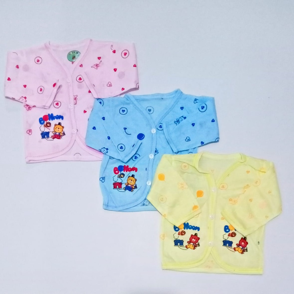 baju bayi baru lahir lengan panjang bermotif