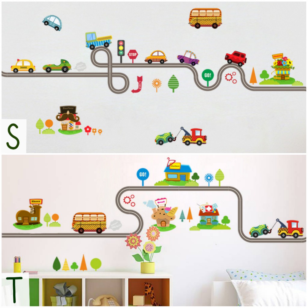 Reliza Wallsticker Transportasi Bus Mobil Pesawat Kereta Balon Udara Stiker Dinding LDR28