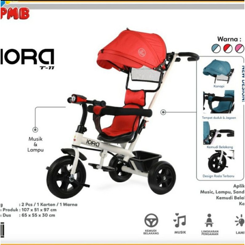 Stroller Sepeda Anak Roda Tiga PMB IORA T11 Tricycle T-11 T 11 Canopy-1