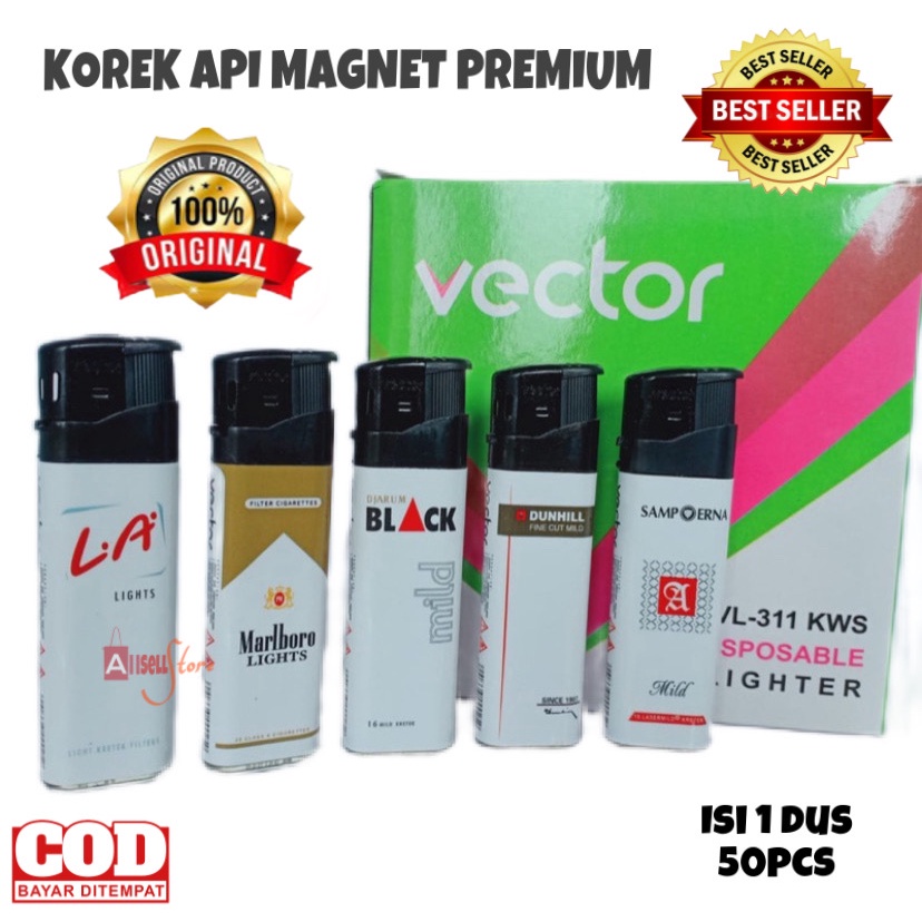 ( BISA COD ) PROMO KOREK API MAGNET VECTOR TERMURAH KUALITAS BAGUS HARGA PEDAGANG 1 DUS ISI 50 PCS