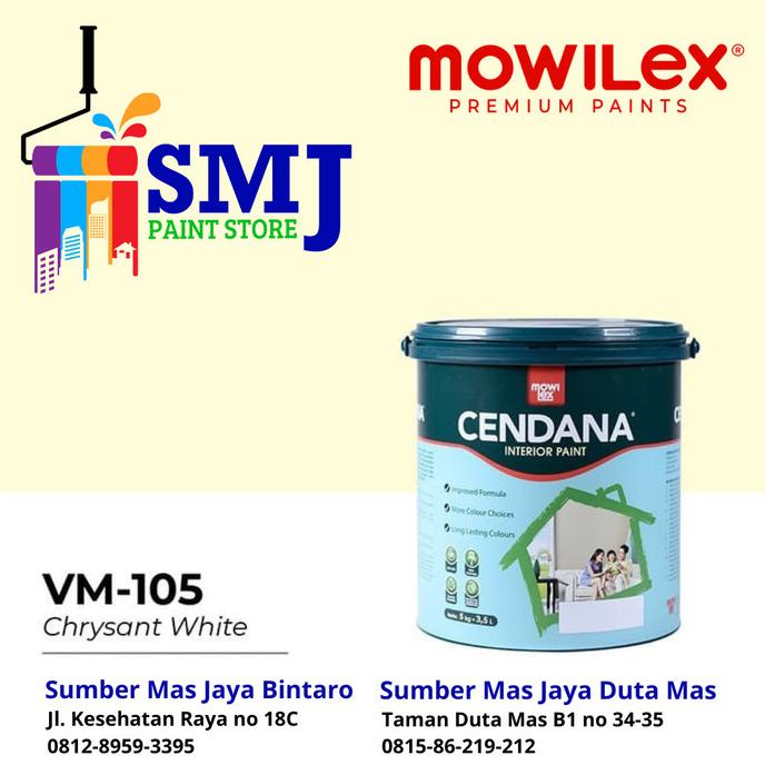 CAT TEMBOK INTERIOR CENDANA (dari Mowilex) VM105 CHRYSANT WHITE 25kg