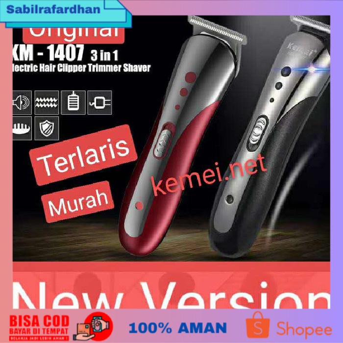 (COD PROMO) alat cukur rambut rechargeable kemei km 1407 clipper kemei - km 1407