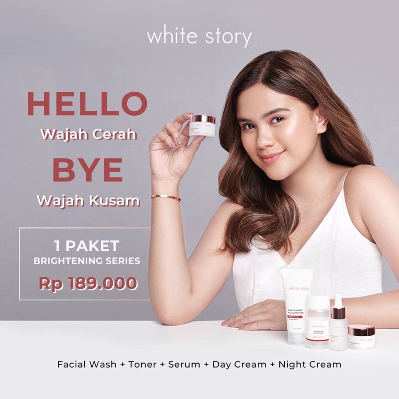 White Story Paket Wajah Brightening &amp; Serum (FREE POUCH)