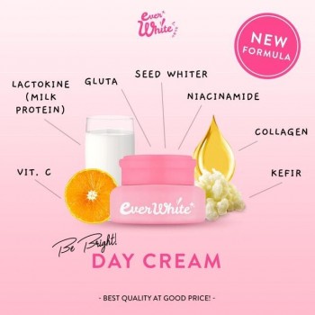 [ORI] Everwhite Be Bright Day Cream dengan Kandungan Kefir dan Collagen Melembutkan Wajah Putih Mulus l 15ml BPOM ORIGINAL