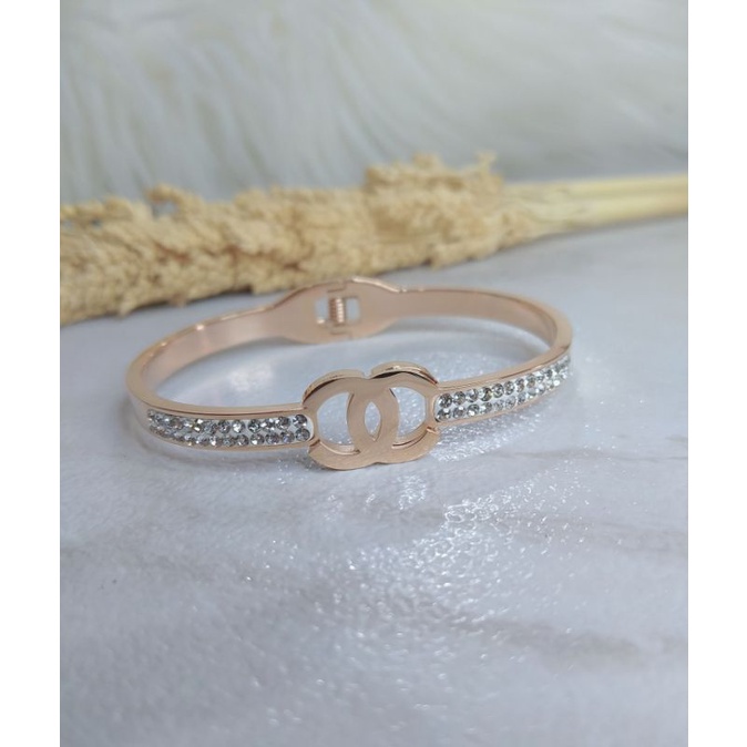 Gelang Titanium Chanel ORI Rose gold & gold ( ga luntur & ga karat)