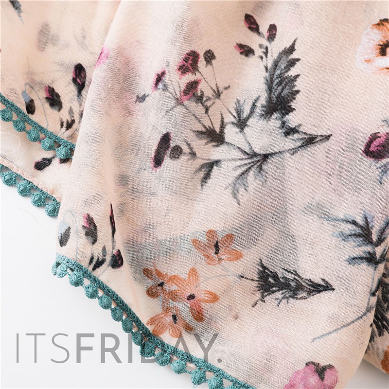 ITSFRIDAY IVY Scarf - Premium Pashmina Shawl Selendang Syal Pasmina Hijab Import Motif Aestetic Flower