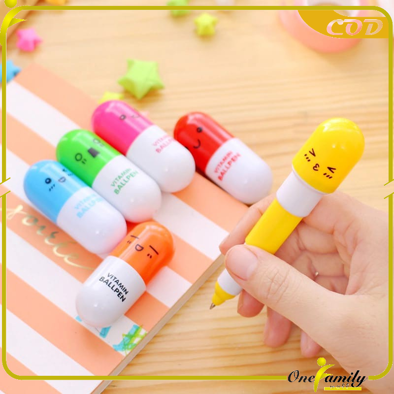 

ONE-A4 Pulpen Emoticon Vitamin / pulpen Unik / Pena Kapsul / Pulpen Souvenir /gift