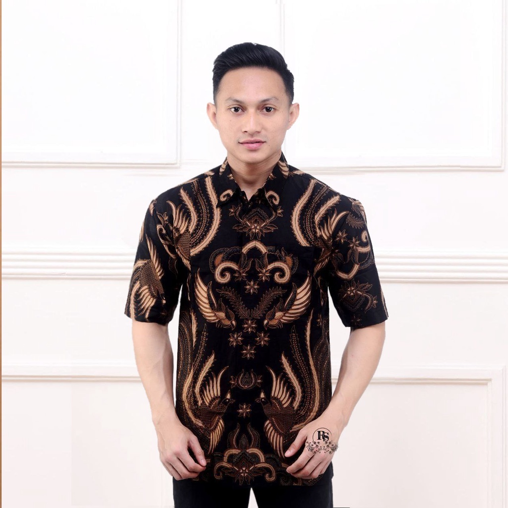 Kemeja Batik Pria Lengan Pendek Katun Primis Premium Halus M L XL XXL Baju Batik Pria Lengan Pendek HRB026 motif TERBARU Kode 002 Big Size M L XL XXL Reguler Fit Seragam