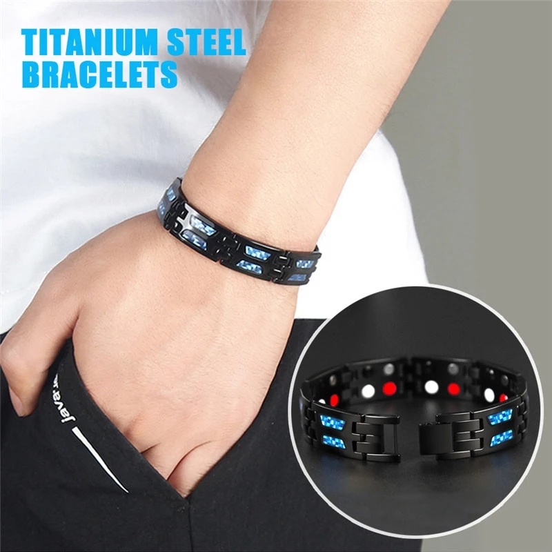 Gelang Magnet Terapi Bahan Karbon Biru Untuk Pria Dan Wanita