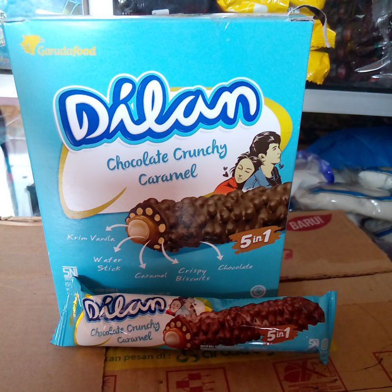 BOX - Dilan Crunchy Choco Caramel 12x24g Wafer Roll Cokelat