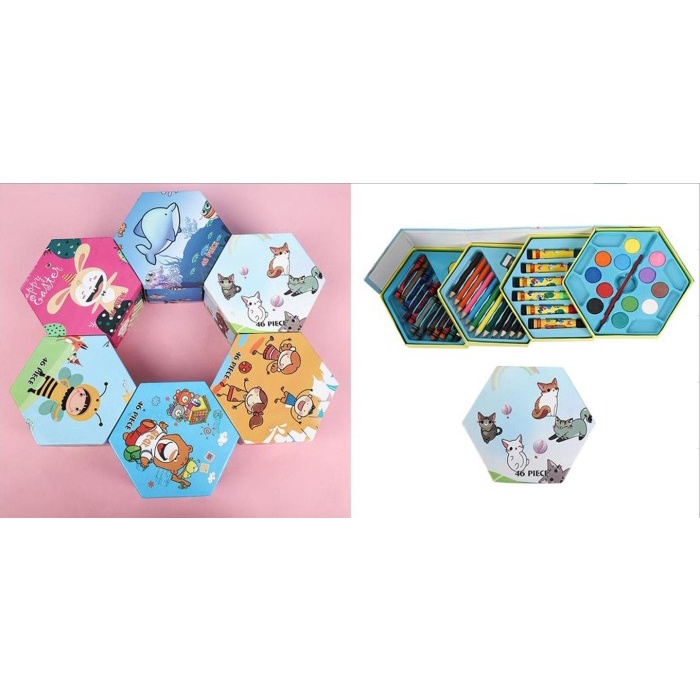 

Set 46 Pcs Bertingkat Krayon Pensil Warna Mewarnai Set Menggambar