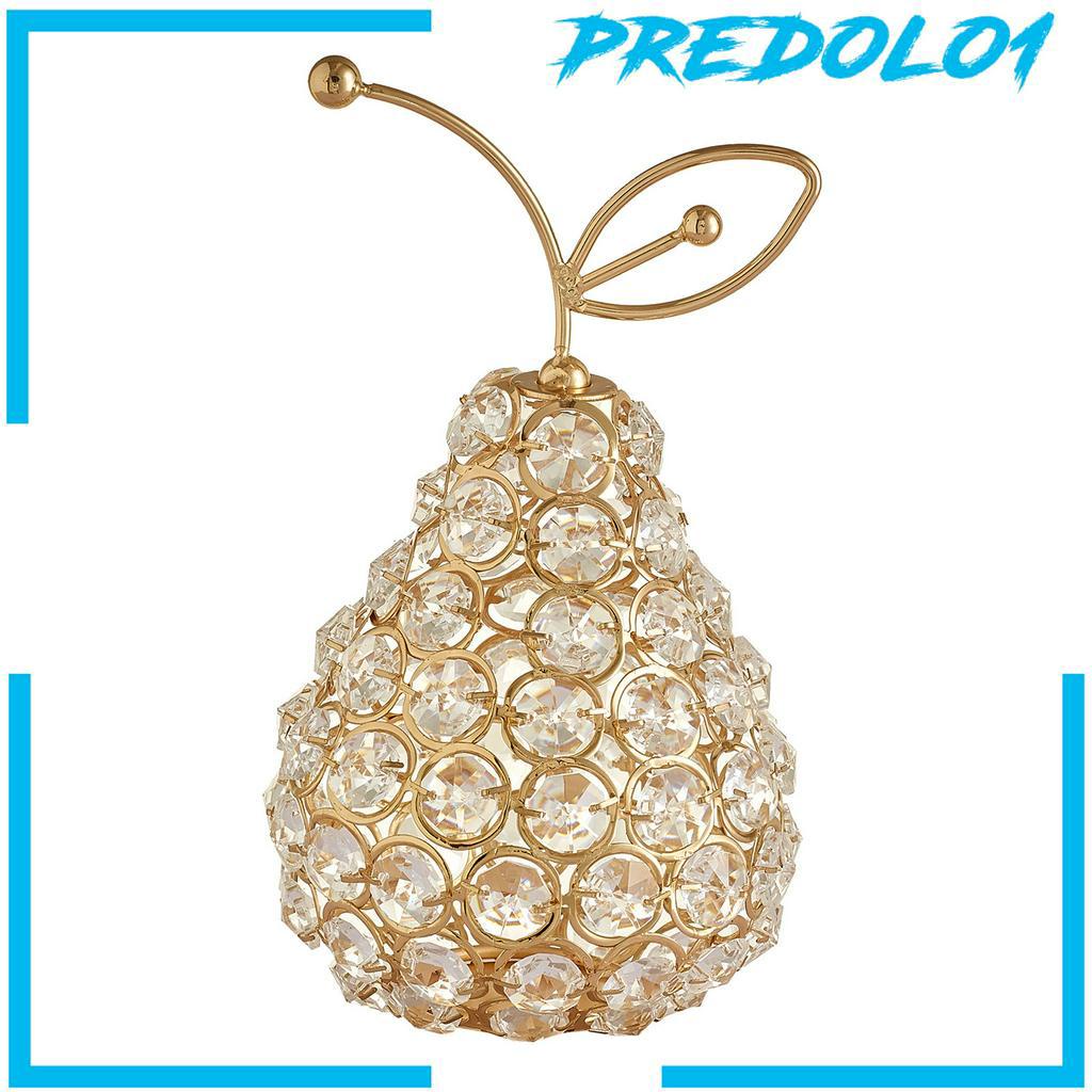 [PREDOLO1] 3D Cut Crystal Rhinestone Apple Pear Ornament Home Wedding Desk Decor Gift