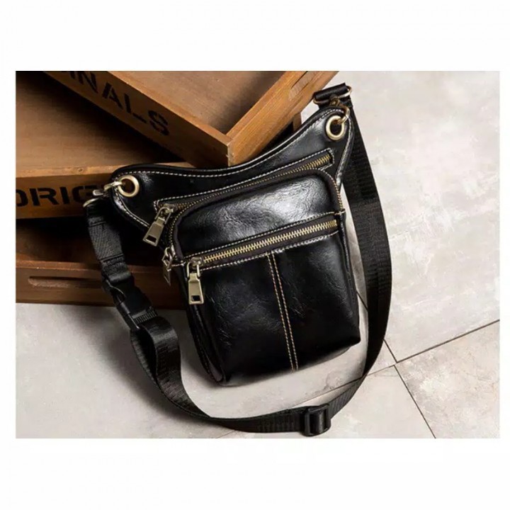Tas Selempang Kulit / Mini Sling Bag Kulit Pria L041
