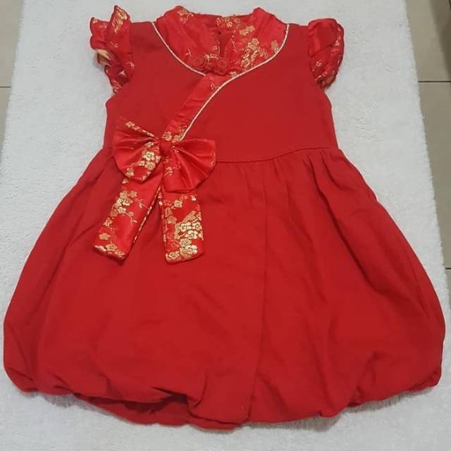 Baju Dress Imlek Cheongsam Anak Perempuan EYKA Rok Balon 6-12 bulan