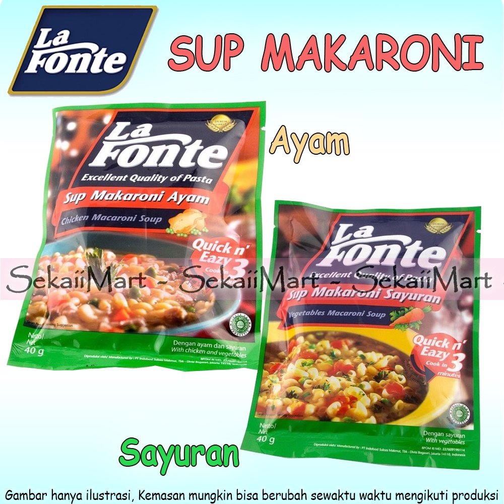 

LA FONTE Sup Makaroni Ayam / Sayuran - Instant Chicken / Vegetable Macaroni Soup