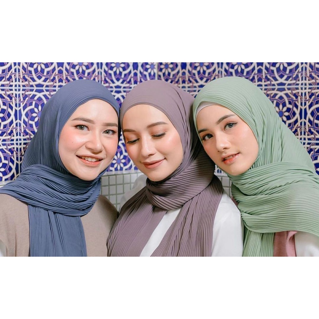 Kerudung Pashmina Plisket Inner Ceruty Babydoll Hijab Pashmina Instan Terbaru Nayla Hija'b