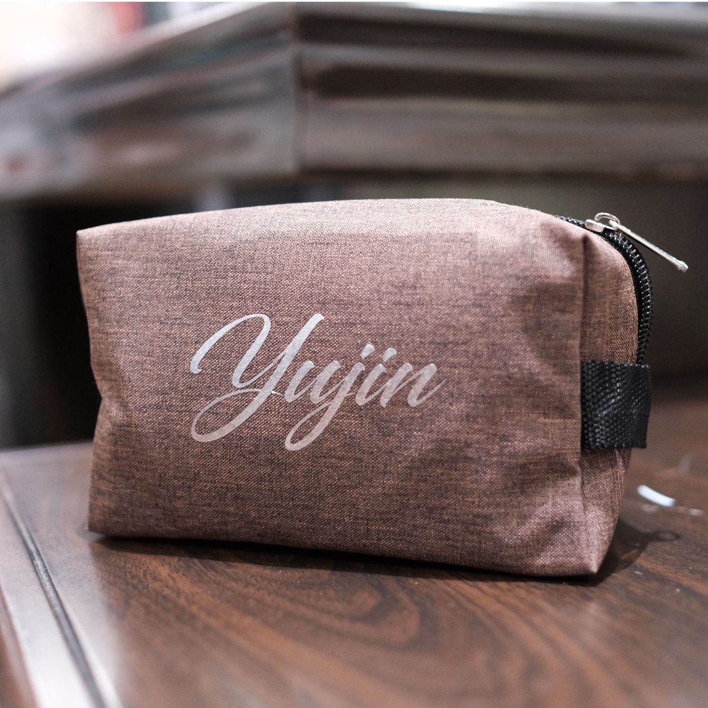 CUSTOM NAMA / LOGO / TULISAN TAS POUCH ANAK DEWASA TEMPAT PENYIMPANAN BARANG ORGANIZER BAG