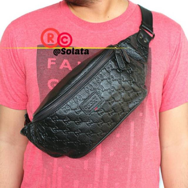 Tas Slempang Pria Kulit Asli Gc Waistbag Gc import Kulit Asli