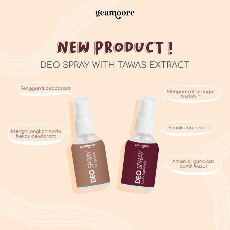 GEAMOORE DEO SPRAY WITH NIACINAMIDE BPOM DEODORANT AROMA LUXURY BACKARATZ BLACK CLASSIC