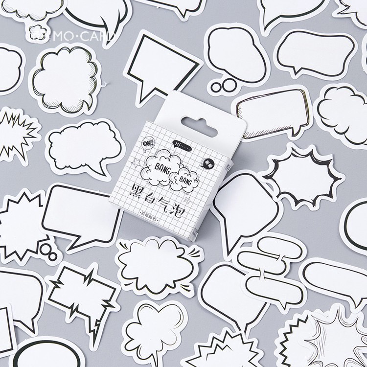 

Stiker Scrapbook Sticker Bujo Lucu Bubble Speech Words (45 pcs)
