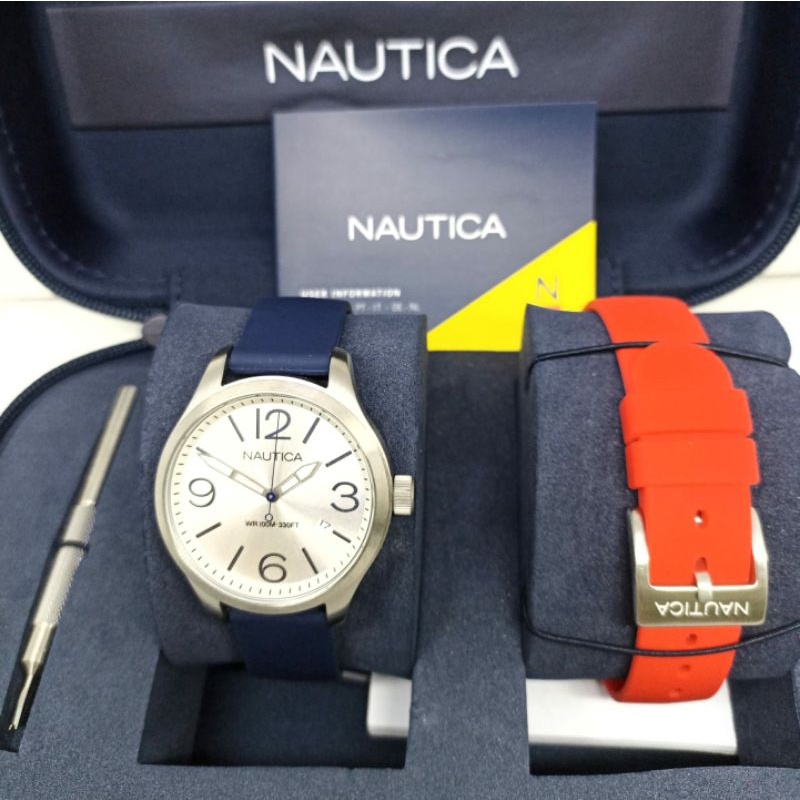 Jam Tangan Wanita Nautica NAI09504M ( Free Tali Karet ) Tali Karet / Rubber