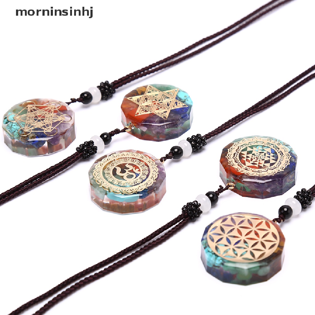 Mor Kalung Tali Liontin Batu Chakra Orgonite Handmade Untuk Priawanita