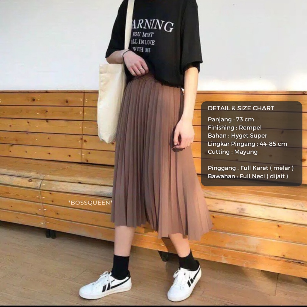 Rok plisket pendek 7/8 wanita model payung / Rok Plisket Mayung pendek / Rok Kerja Dewasa-1