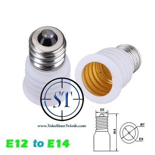 Konverter Fitting Bolham E12 To E14 Converter Base Lampu LED Candle Pijar E-12 To E-14