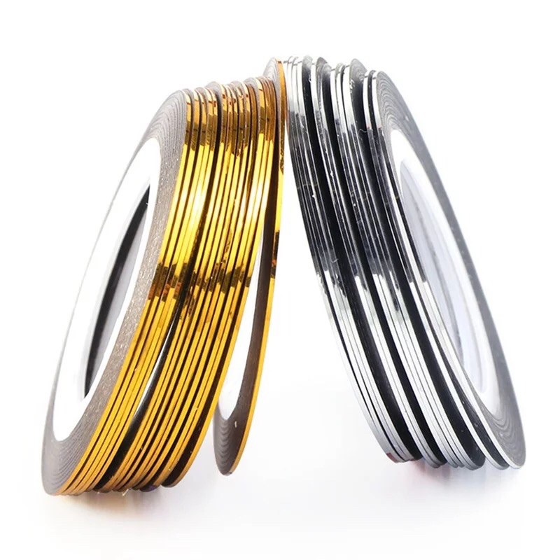 1 pcs ROLL NAIL TAPE GOLD SILVER