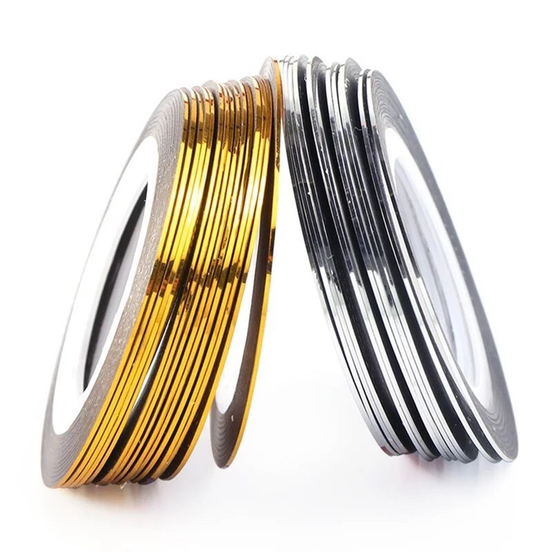 1 pcs ROLL NAIL TAPE GOLD SILVER