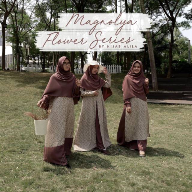 New~ Gamis MagnoLya Flower Series Brown By Hijab Alila Gamis Muslimah Syar'i