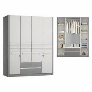 Lemari Pakaian 4 Pintu Bahan Plywood finishing HPL Lemari Pakaian 4 Pintu Bahan Plywood finishing HPL