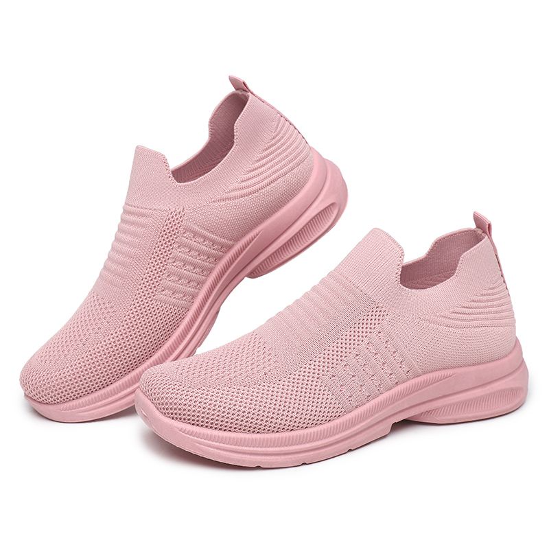 [GROSIR][COD] SEVEN_DAY SEPATU RAJUT SLIP ON WANITA OLAHRAGA TANPA TALI SPORT SHOES PINK A-6613